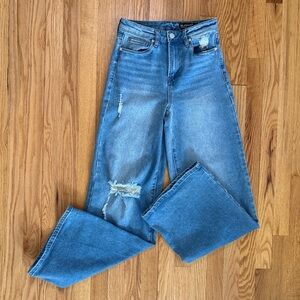 BlankNYC Jeans Size 25 The Franklin Ribcage Wide Leg Medium Wash Distressed Jean